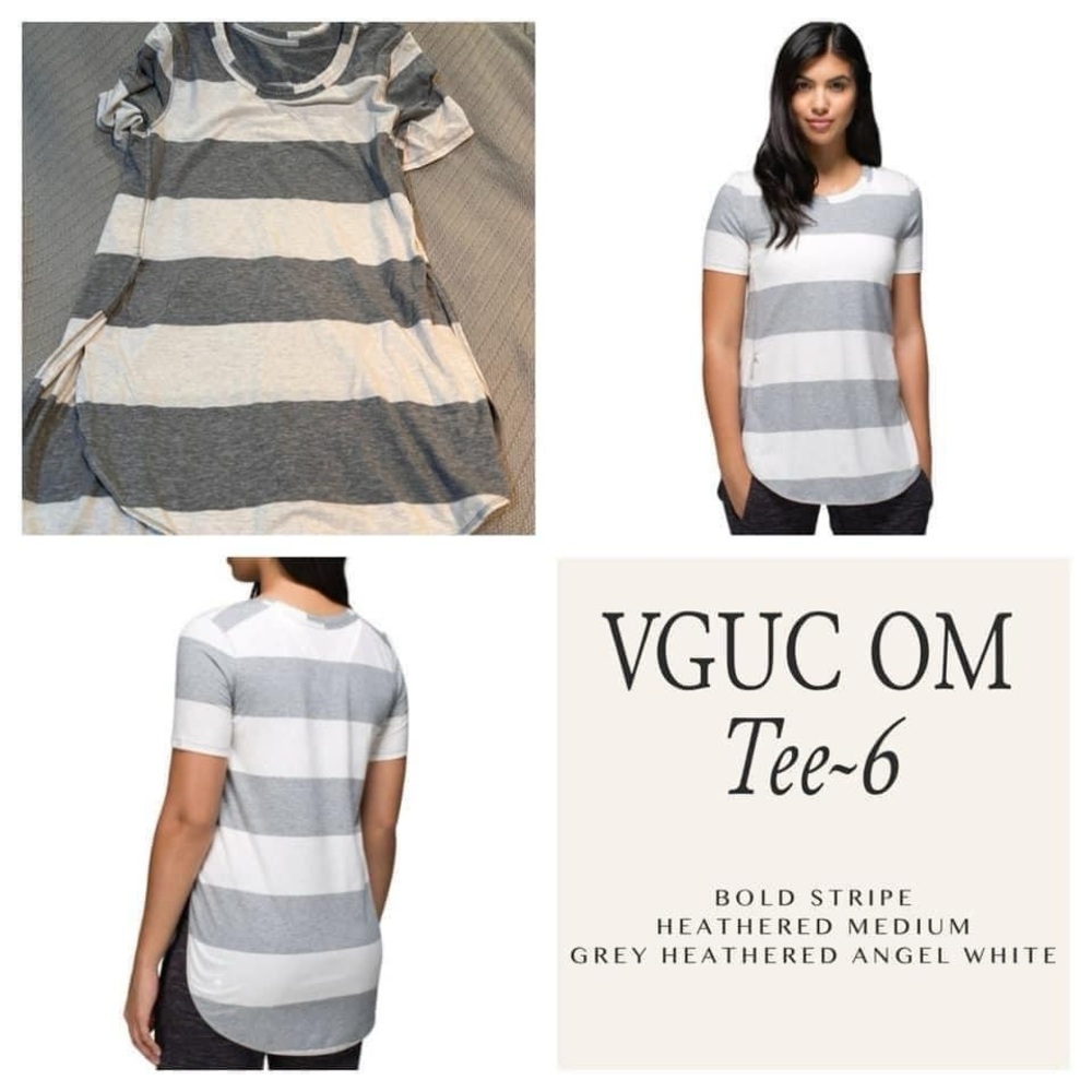 🤍🩶Lululemon Striped Om Tee~6🩶🤍